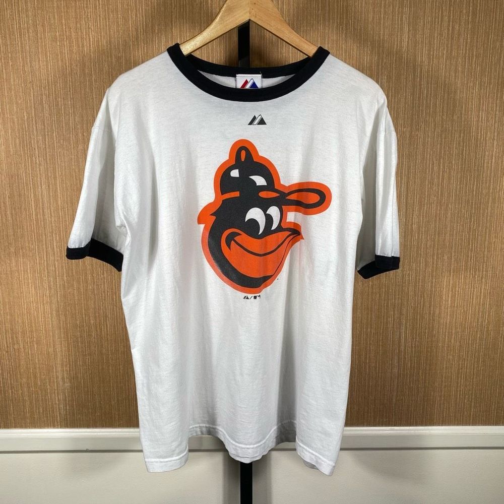Majestic Men's Vintage Baltimore Orioles Ringer T-Shirt White Size XL